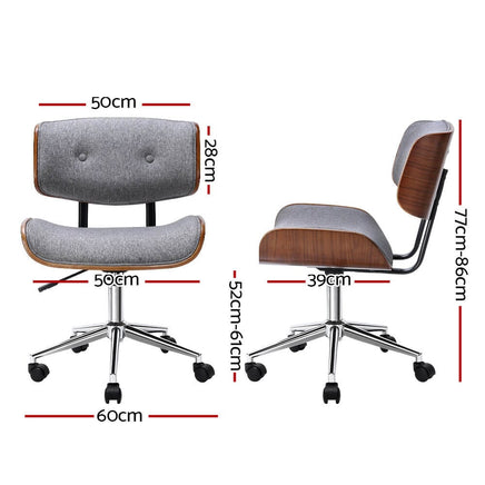 Artiss Wooden Office Chair Fabric Seat Grey Furniture Kings Warehouse 