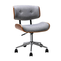 Artiss Wooden Office Chair Fabric Seat Grey Furniture Kings Warehouse 
