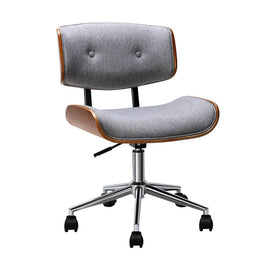 Artiss Wooden Office Chair Fabric Seat Grey Furniture Kings Warehouse 