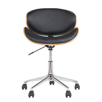 Artiss Wooden Office Chair Leather Seat Black Furniture Kings Warehouse 