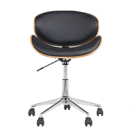 Artiss Wooden Office Chair Leather Seat Black Furniture Kings Warehouse 