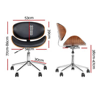 Artiss Wooden Office Chair Leather Seat Black Furniture Kings Warehouse 