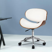 Artiss Wooden Office Chair Leather Seat White Furniture Kings Warehouse 