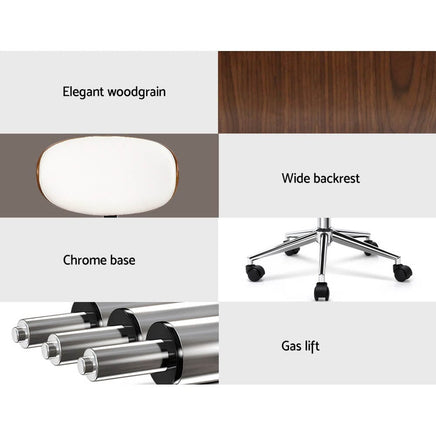 Artiss Wooden Office Chair Leather Seat White Furniture Kings Warehouse 