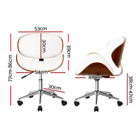 Artiss Wooden Office Chair Leather Seat White Furniture Kings Warehouse 