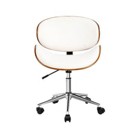 Artiss Wooden Office Chair Leather Seat White Furniture Kings Warehouse 