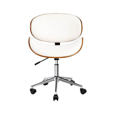 Artiss Wooden Office Chair Leather Seat White Furniture Kings Warehouse 