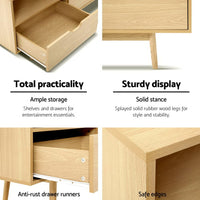 Artiss Wooden Scandinavian Entertainment Unit - Natural Furniture Kings Warehouse 
