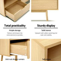 Artiss Wooden Scandinavian Entertainment Unit - Natural Furniture Kings Warehouse 