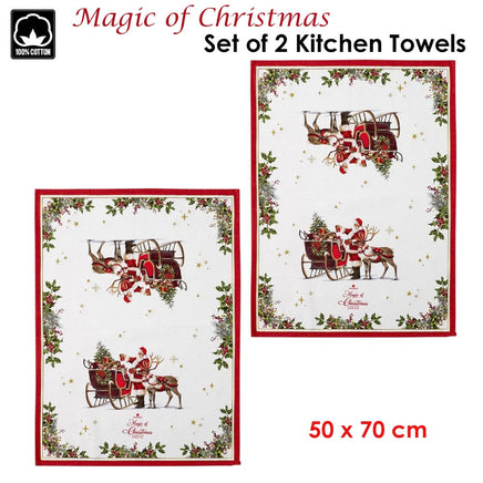 Ashdene Magic of Christmas by Richard Macneil Set of 2 Cotton Kitchen Towels 50 x 70 cm Home & Garden Kings Warehouse 