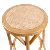 Aster 2pc Round Bar Stools Dining Stool Chair Solid Birch Timber Rattan Seat Oak bar stools Kings Warehouse 