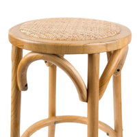 Aster 2pc Round Bar Stools Dining Stool Chair Solid Birch Timber Rattan Seat Oak bar stools Kings Warehouse 