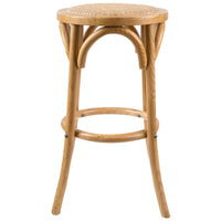 Aster 2pc Round Bar Stools Dining Stool Chair Solid Birch Timber Rattan Seat Oak bar stools Kings Warehouse 