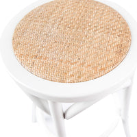 Aster 2pc Round Bar Stools Dining Stool Chair Solid Birch Wood Rattan Seat White bar stools Kings Warehouse 