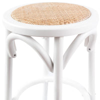 Aster 2pc Round Bar Stools Dining Stool Chair Solid Birch Wood Rattan Seat White bar stools Kings Warehouse 