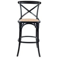 Aster Crossback Bar Stools Dining Chair Solid Birch Timber Rattan Seat - Black bar stools Kings Warehouse 