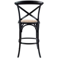 Aster Crossback Bar Stools Dining Chair Solid Birch Timber Rattan Seat - Black bar stools Kings Warehouse 