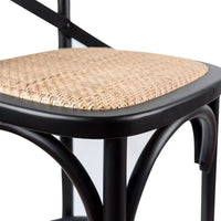 Aster Crossback Bar Stools Dining Chair Solid Birch Timber Rattan Seat - Black bar stools Kings Warehouse 