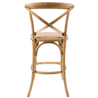 Aster Crossback Bar Stools Dining Chair Solid Birch Timber Rattan Seat - Oak bar stools Kings Warehouse 