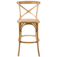 Aster Crossback Bar Stools Dining Chair Solid Birch Timber Rattan Seat - Oak bar stools Kings Warehouse 