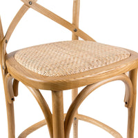 Aster Crossback Bar Stools Dining Chair Solid Birch Timber Rattan Seat - Oak bar stools Kings Warehouse 