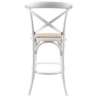 Aster Crossback Bar Stools Dining Chair Solid Birch Timber Rattan Seat - White bar stools Kings Warehouse 