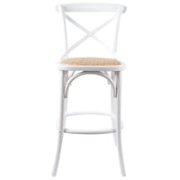 Aster Crossback Bar Stools Dining Chair Solid Birch Timber Rattan Seat - White bar stools Kings Warehouse 