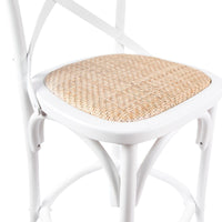 Aster Crossback Bar Stools Dining Chair Solid Birch Timber Rattan Seat - White bar stools Kings Warehouse 