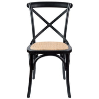 Aster Crossback Dining Chair Set of 2 Solid Birch Timber Wood Ratan Seat - Black dining Kings Warehouse 