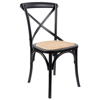 Aster Crossback Dining Chair Set of 2 Solid Birch Timber Wood Ratan Seat - Black dining Kings Warehouse 