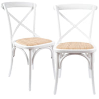 Aster Crossback Dining Chair Set of 2 Solid Birch Timber Wood Ratan Seat - White dining Kings Warehouse 