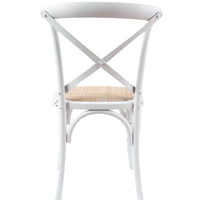 Aster Crossback Dining Chair Set of 2 Solid Birch Timber Wood Ratan Seat - White dining Kings Warehouse 