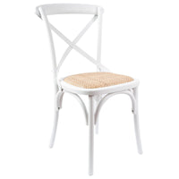 Aster Crossback Dining Chair Set of 2 Solid Birch Timber Wood Ratan Seat - White dining Kings Warehouse 