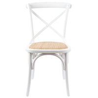 Aster Crossback Dining Chair Set of 2 Solid Birch Timber Wood Ratan Seat - White dining Kings Warehouse 