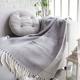 Atlantis Herringbone Grey Knitted Throw Rug Home & Garden Kings Warehouse 