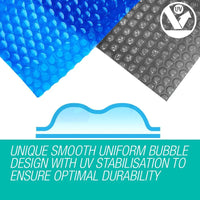 AURELAQUA Solar Swimming Pool Cover + Roller Wheel Adjustable 400 Bubble 7.5x3.2 Kings Warehouse 