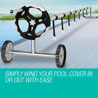 AURELAQUA Solar Swimming Pool Cover + Roller Wheel Adjustable 400 Bubble 7.5x3.2 Kings Warehouse 