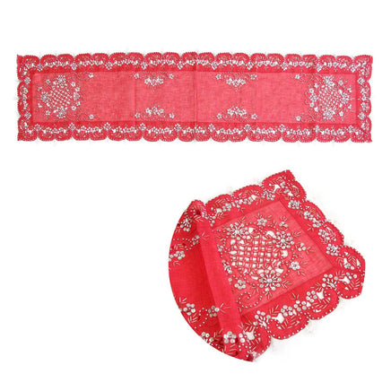 Aurora Beaded Table Runner Diamonte Sequin 40 x 180 cm Red Home & Garden Kings Warehouse 