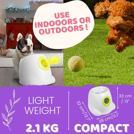 Automatic Ball Launcher Throwing Machine Dog Toys Interactive Tennis Pet 3Balls Pet Care Kings Warehouse 