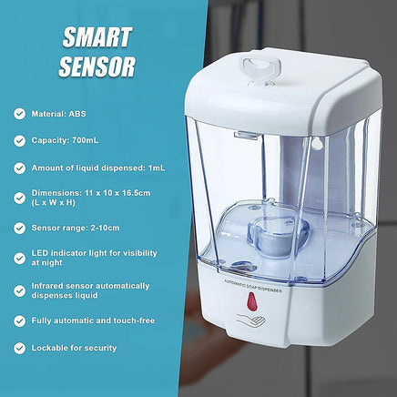 Automatic Liquid Soap/Alcohol Sanitizer Dispenser 700ML Hands-Free Sensor Wall Home & Garden Kings Warehouse 