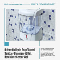 Automatic Liquid Soap/Alcohol Sanitizer Dispenser 700ML Hands-Free Sensor Wall Home & Garden Kings Warehouse 
