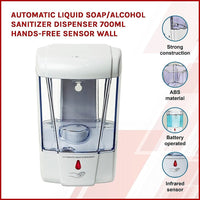 Automatic Liquid Soap/Alcohol Sanitizer Dispenser 700ML Hands-Free Sensor Wall Kings Warehouse 