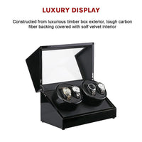 Automatic Quad Watch Winder Wood Display Box Case Motor Rotation Storage Home & Garden Kings Warehouse 