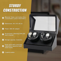 Automatic Quad Watch Winder Wood Display Box Case Motor Rotation Storage Home & Garden Kings Warehouse 