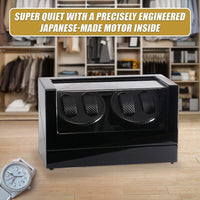 Automatic Quad Watch Winder Wood Display Box Case Motor Rotation Storage Home & Garden Kings Warehouse 