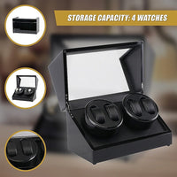 Automatic Quad Watch Winder Wood Display Box Case Motor Rotation Storage Home & Garden Kings Warehouse 