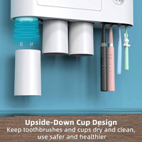 Automatic Wall Mounted Toothbrush Holder with Magnetic Cups Kids & Family Set for Bathroom (White and Black) Kings Warehouse 