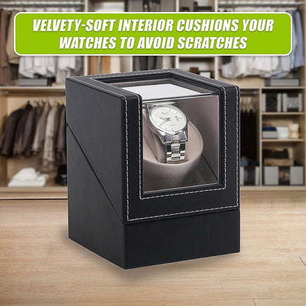 Automatic Watch Winder Display Box Case Motor Rotation Storage PU Leather Home & Garden Kings Warehouse 