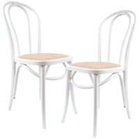 Azalea Arched Back Dining Chair 2 Set Solid Elm Timber Wood Rattan Seat - White dining Kings Warehouse 