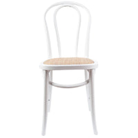 Azalea Arched Back Dining Chair 2 Set Solid Elm Timber Wood Rattan Seat - White dining Kings Warehouse 